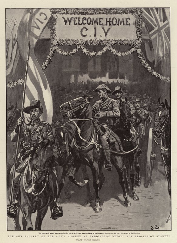 The Gun Battery of the CIV, A Scene at Paddington Before the Procession Started by John Charlton