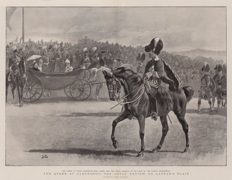 The Queen at Aldershot, the Royal Review on Laffan