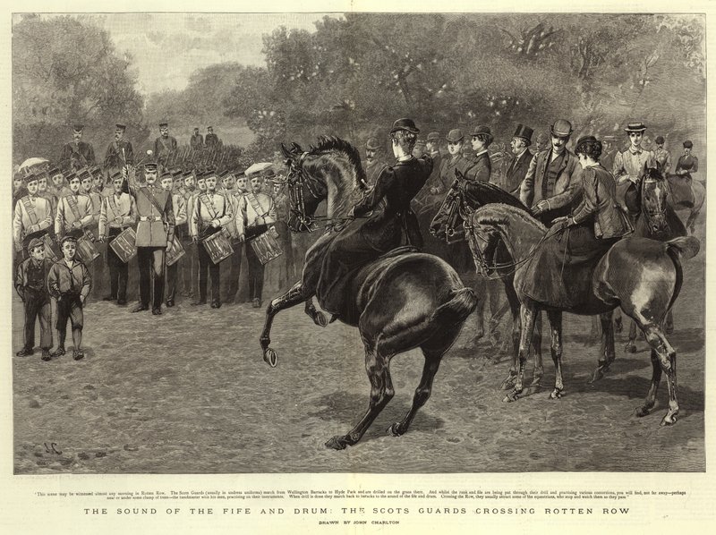 The Sound of the Fife and Drum, the Scots Guards Crossing Rotten Row by John Charlton