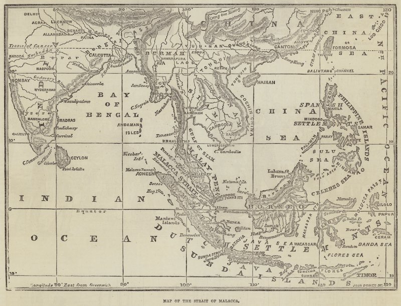 Map of the Strait of Malacca by John Dower