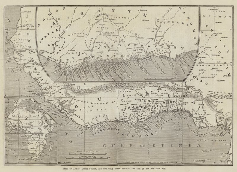 Maps of Africa, Upper Guinea, and the Gold Coast, Showing the Site of the Ashantee War by John Dower