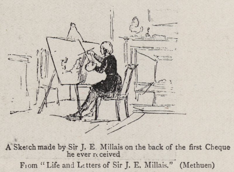 A Sketch Made by Sir J E Millais on the Back of the First Cheque He Ever Received by John Everett Millais