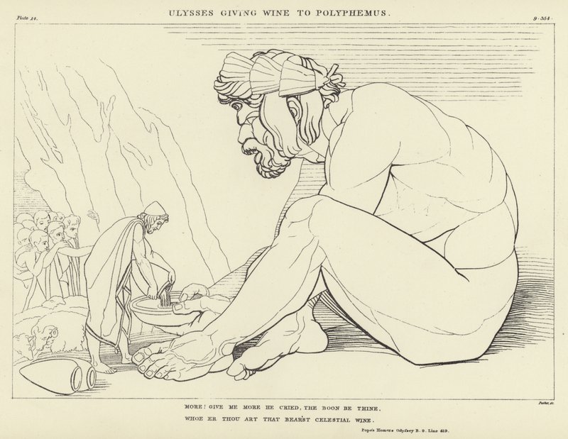 Ulysses Giving Wine to Polyphemus by John Flaxman