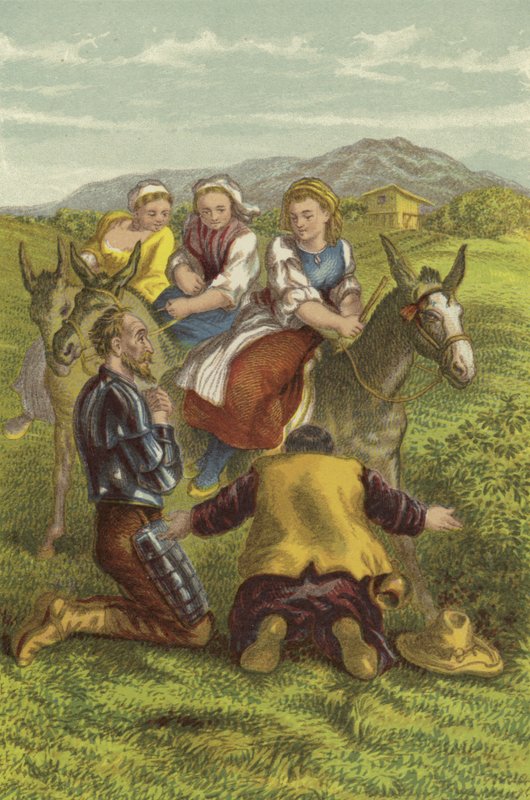 Don Quixote, Sancho and the Country Girls by John Gilbert