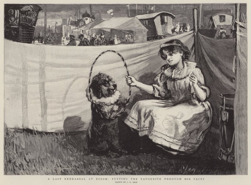 A Last Rehearsal at Epsom, Putting the Favourite Through His Paces by John Robertson Reid
