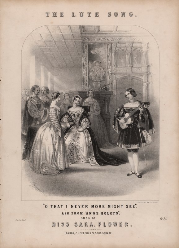 The Lute Song from Anna Bolena by Donizetti (colour litho) by John (after) Brandard