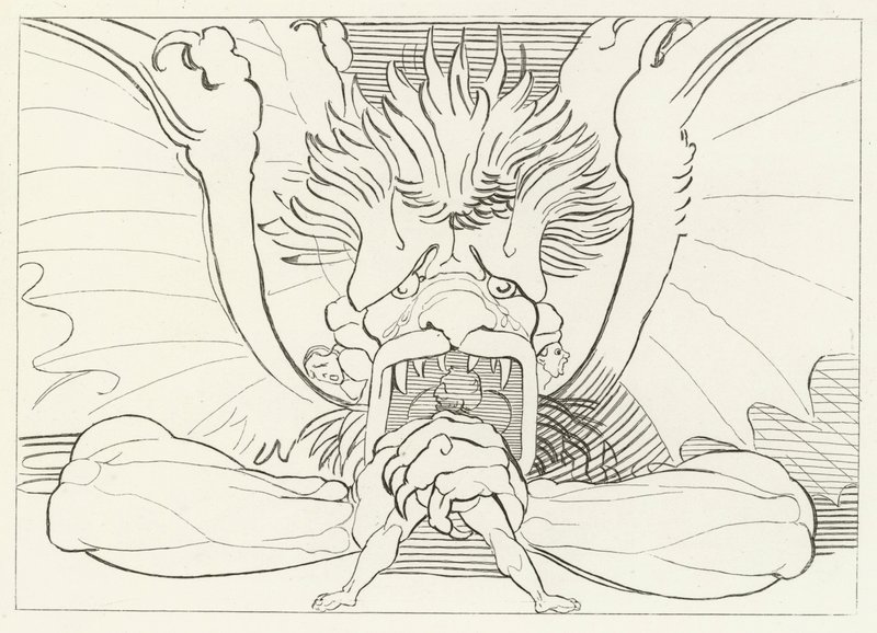 Dis, or Lucifer, Inferno, Canto 34 by John (after) Flaxman