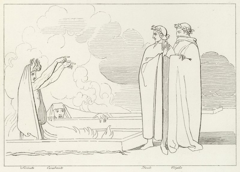 The Fiery Sepulchres, Inferno, Canto 10 by John (after) Flaxman