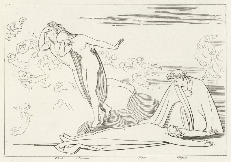 The Lovers Punished, Inferno, Canto 5 by John (after) Flaxman