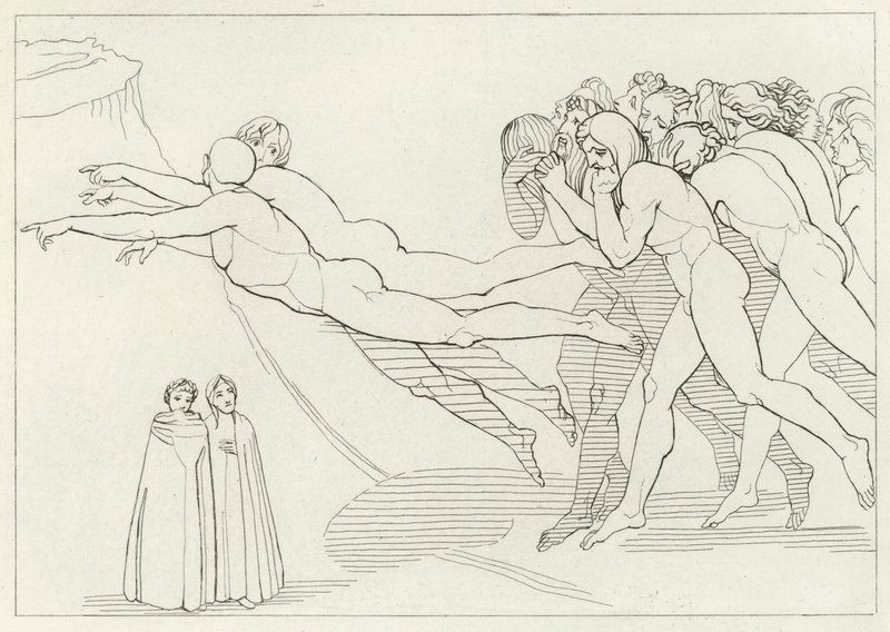 The Region of Selfishness, Purgatory, Canto 18 by John (after) Flaxman