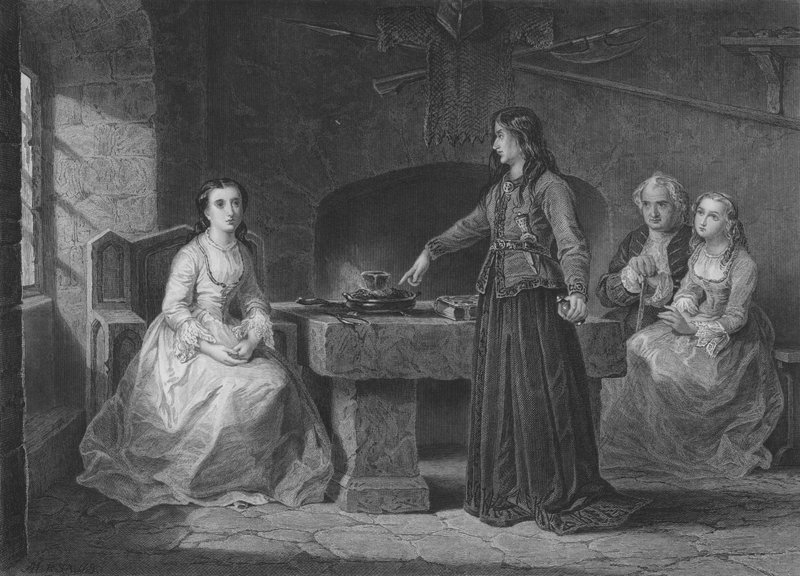 Norna performing her curative spell on Minna Troil by John Adam P. Houston