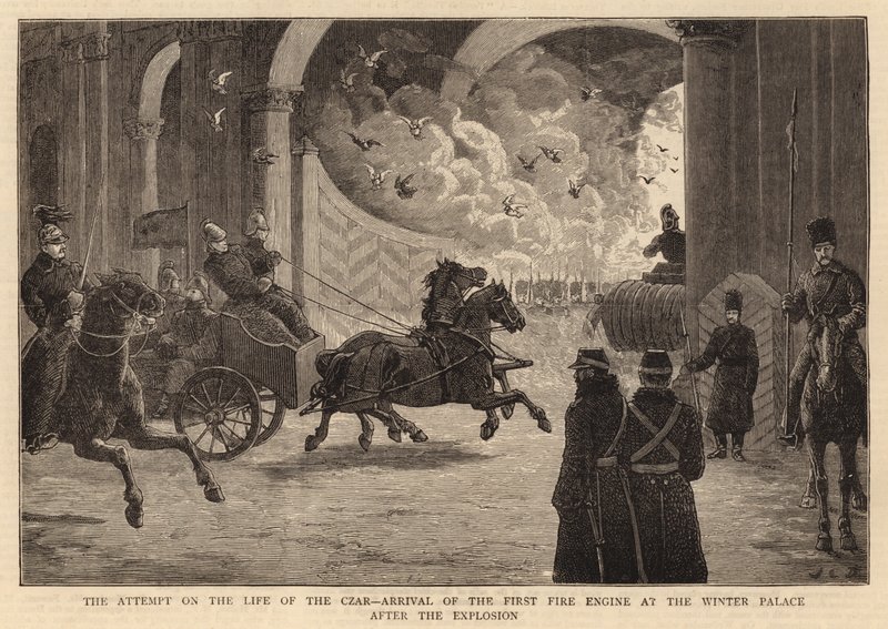 The Attempt on the Life of the Czar, Arrival of the First Engine at the Winter Palace After the Explosion by John Charles Dollman