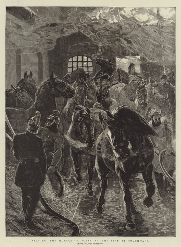 Saving the Horses, a Scene at the Fire at Southwark by John Charlton