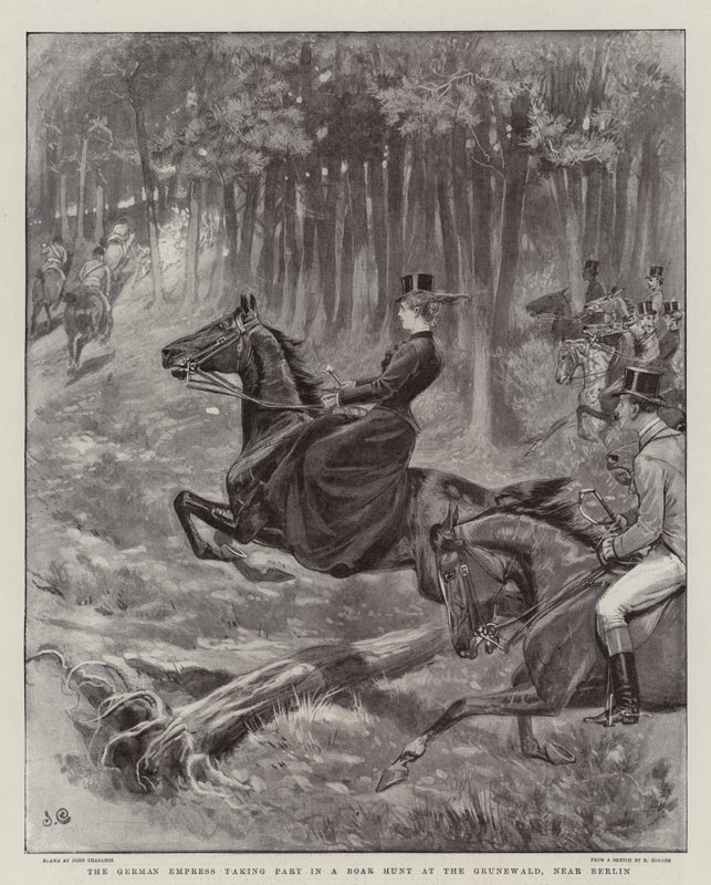 The German Empress taking Part in a Boar Hunt at the Grunewald, near Berlin by John Charlton
