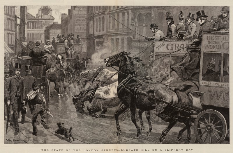 The State of the London Streets, Ludgate Hill on a Slippery Day by John Charlton