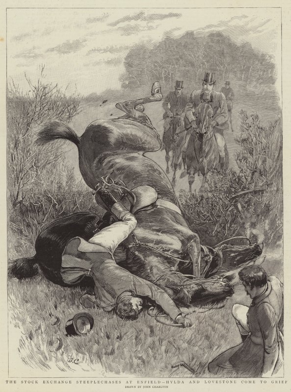 The Stock Exchange Steeplechases at Enfield, Hylda and Lovestone Come to Grief by John Charlton