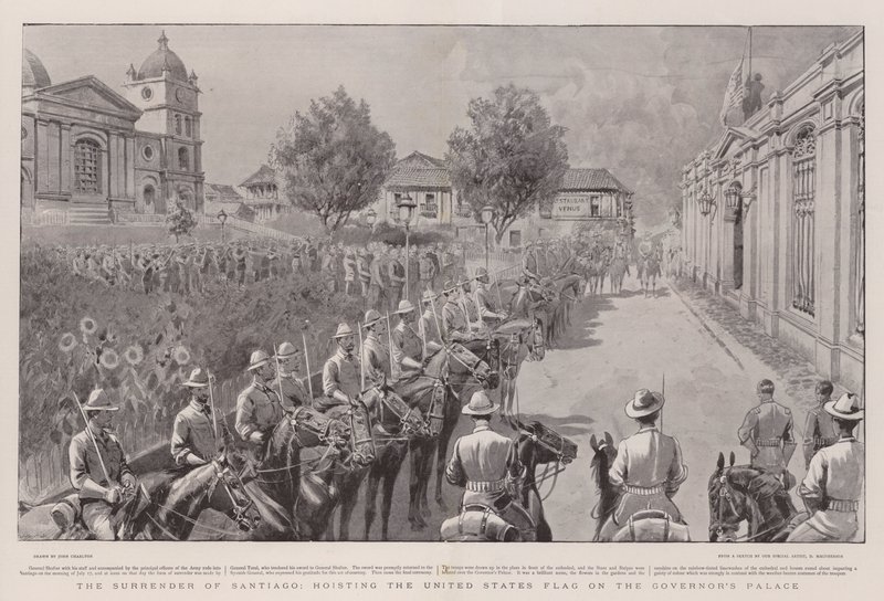 The Surrender of Santiago, hoisting the United States Flag on the Governor