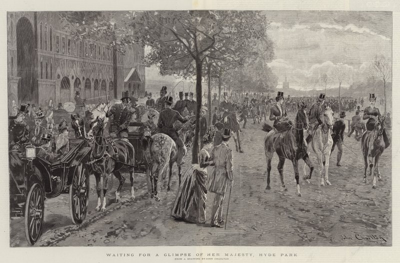 Waiting for a Glimpse of Her Majesty, Hyde Park by John Charlton