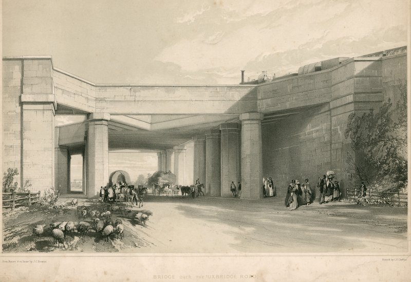 Bridge over the Uxbridge Road, London by John Cooke Bourne