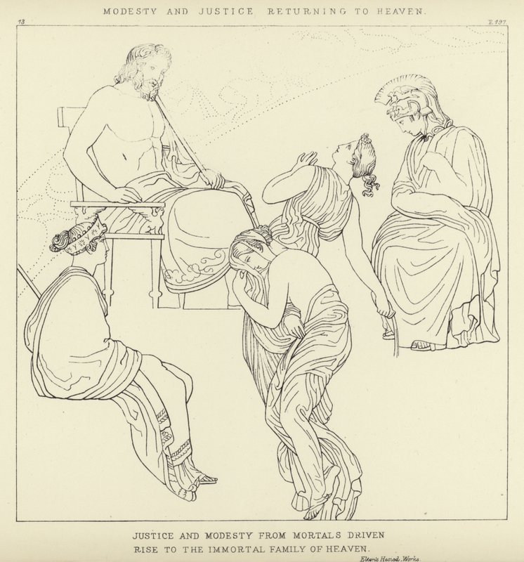 Modesty and Justice Returning to Heaven by John Flaxman