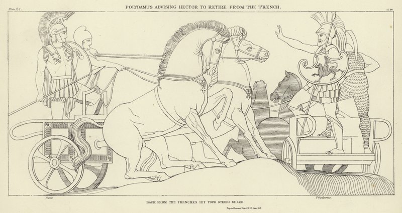 Polydamus advising Hector to retire from the Trench by John Flaxman