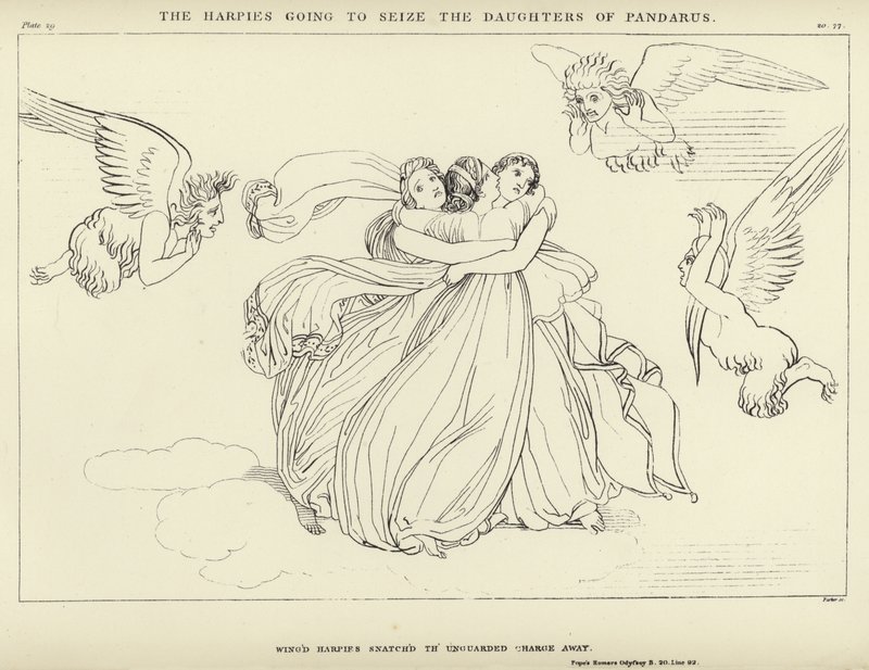 The Harpies going to seize the Daughters of Pandarus by John Flaxman