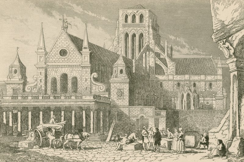 Leonard Holt conversing with the Masons before the Portico of Saint Paul