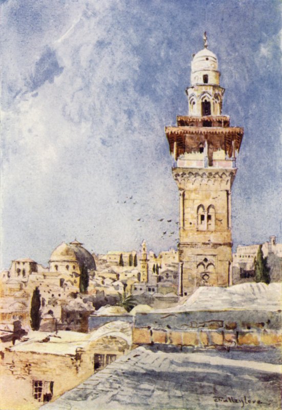 A Minaret in the North West Corner of the Temple Area by John Fulleylove