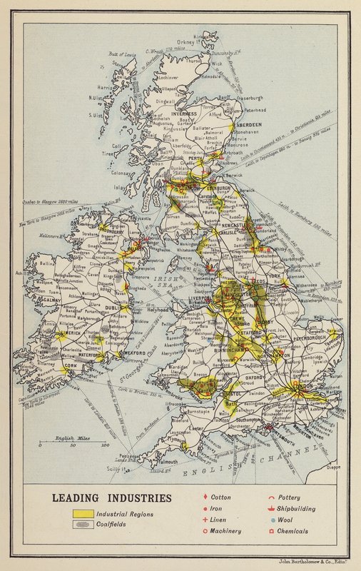British Isles, Economic, Leading Industries by John George Bartholomew