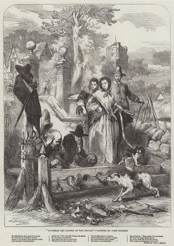 Hudibras and Ralpho in the Stocks by John Gilbert