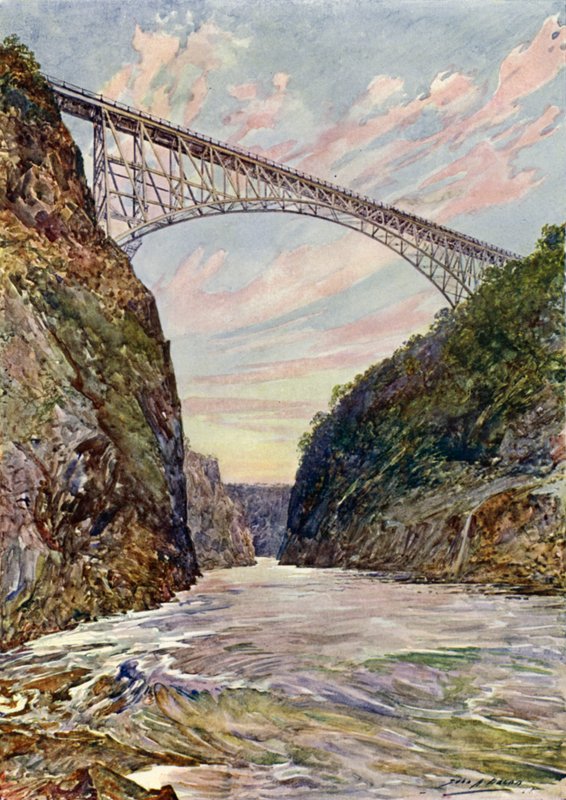 The bridge over the Victoria Falls, Rhodesia by John Henry Frederick (after) Bacon