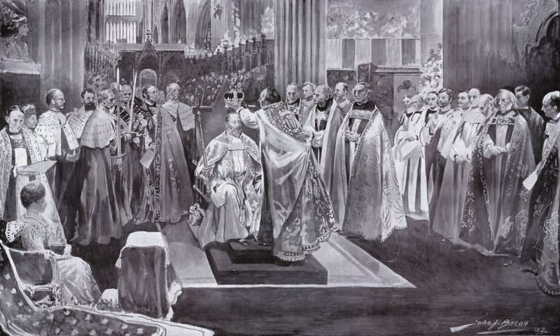 The Crowning of King Edward VII by the Archbishop of Canterbury, Westminster Abbey, London by John Henry Frederick Bacon
