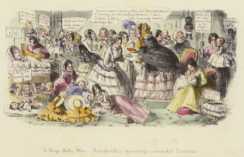 A Prize Baby Show, Materfamilias Rewarding a Successful Candidate by John Leech