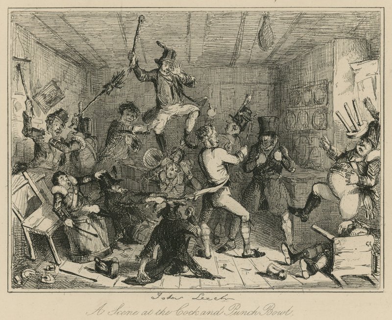 A Scene at the Cock and Punch Bowl by John Leech