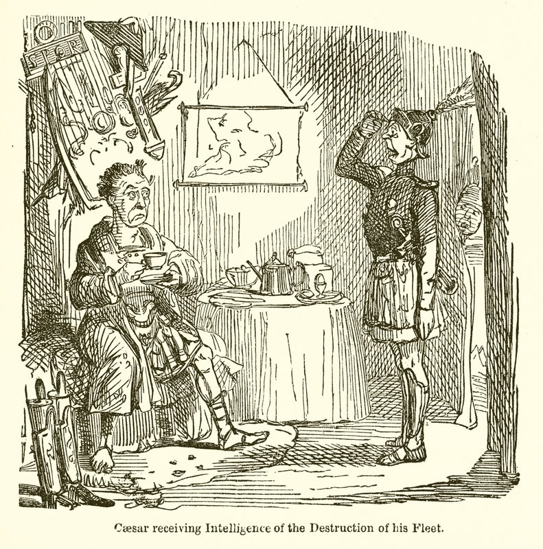Caesar Receiving Intelligence of the Destruction of his Fleet by John Leech