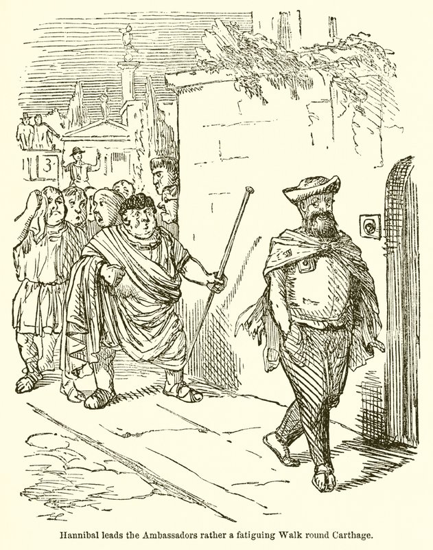 Hannibal Leads the Ambassadors on a Fatiguing Walk Around Carthage by John Leech
