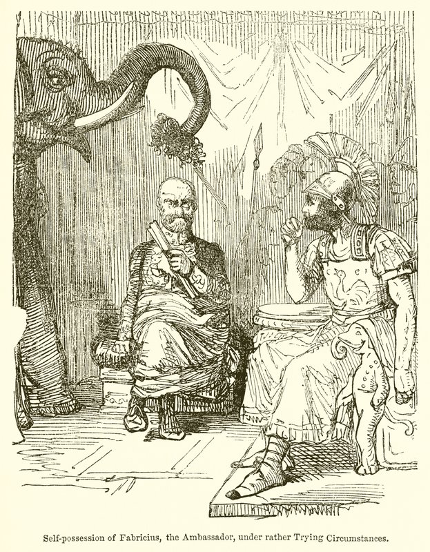 Self-Possession of Fabricius, the Ambassador, under Rather Trying Circumstances by John Leech