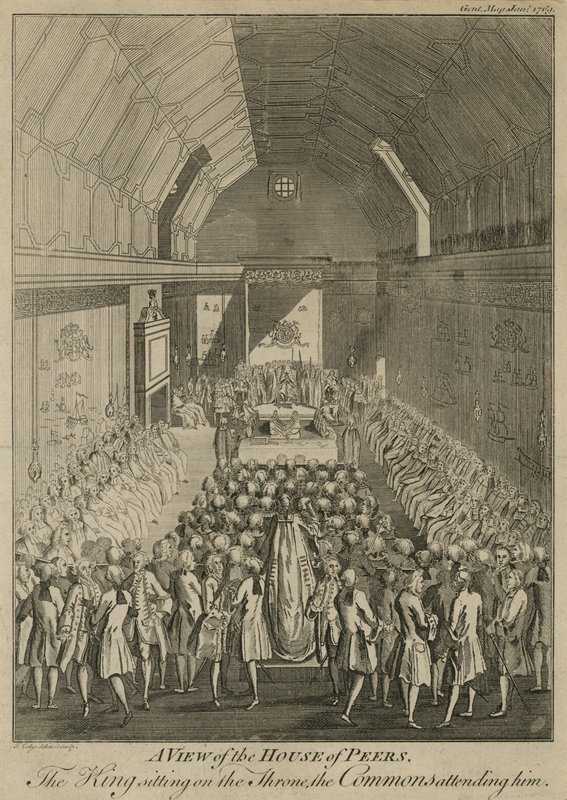 A View of the House of Peers with the King Sitting on the Throne, the Commons Attending Him by John Lodge