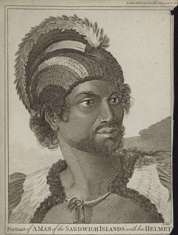 A Man of the Sandwich Islands with his Helmet by John Webber