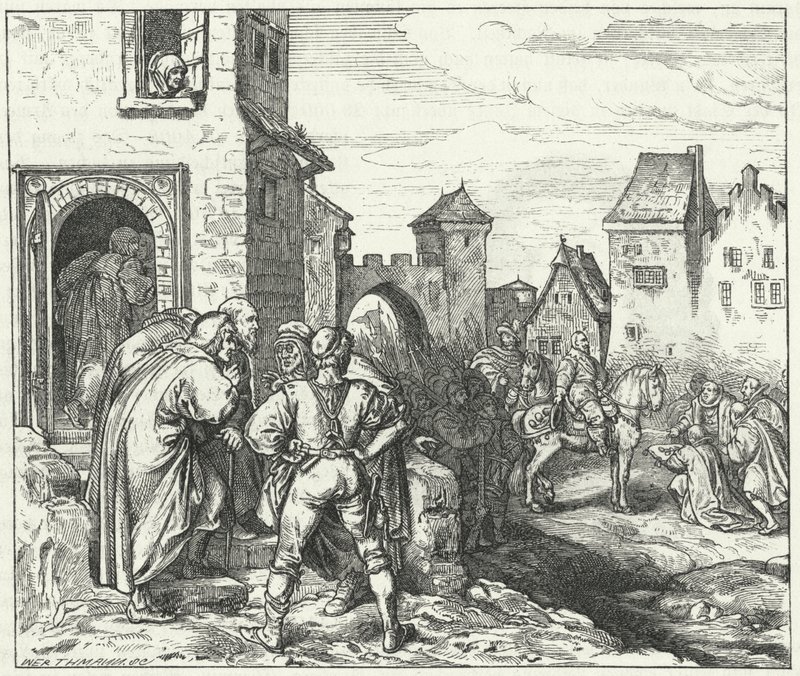 Gustav Adolphus of Sweden entering Munich by Josef Mathias Trenkwald