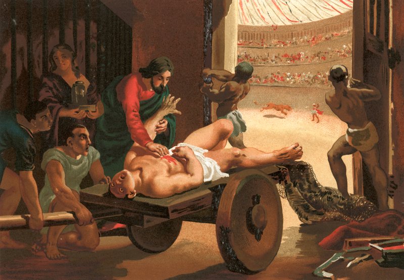 Galen Assisting a Gladiator, Wounded in the Circus of Bergamo by Josep or Jose Planella Coromina