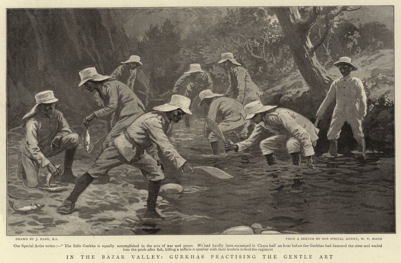 In Bazar Valley, Gurkhas Practising the Gentle Art by Joseph Nash