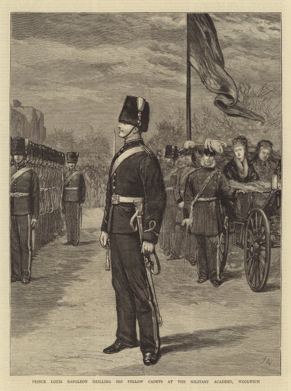 Prince Louis Napoleon Drilling His Fellow Cadets at the Military Academy, Woolwich by Joseph Nash