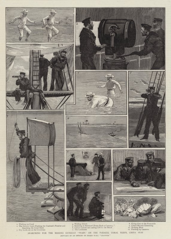 Searching for the Missing Gunboat Wasp, on the Parcel Coral Reefs, China Seas by Joseph Nash