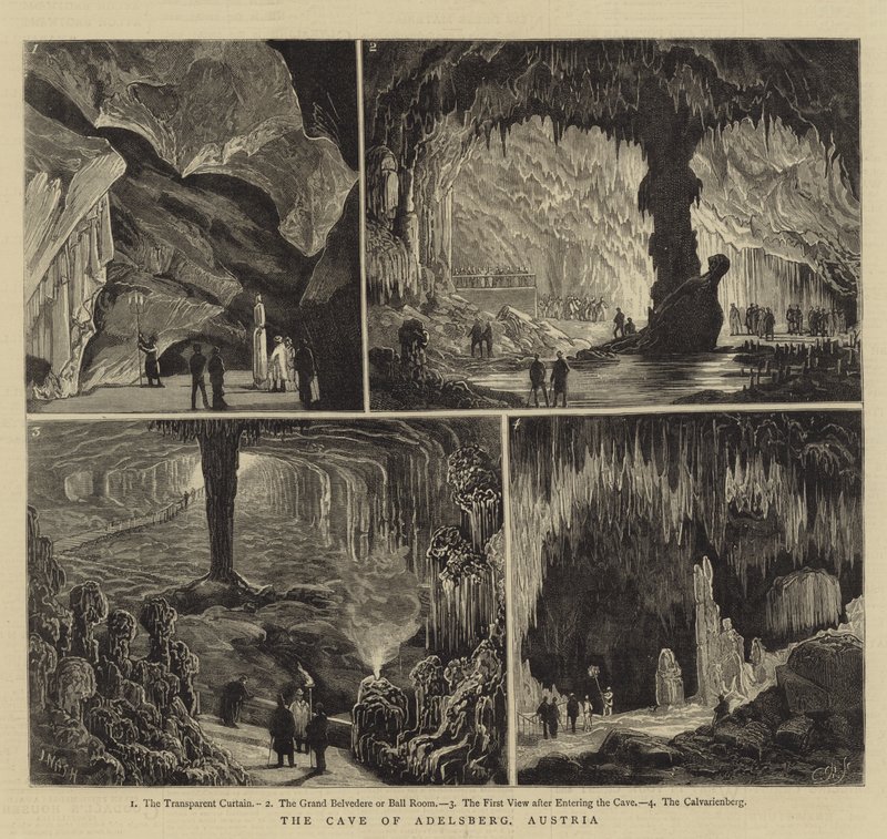 The Cave of Adelsberg, Austria by Joseph Nash