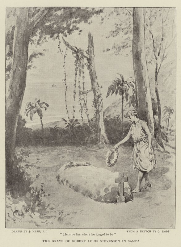 The Grave of Robert Louis Stevenson in Samoa by Joseph Nash