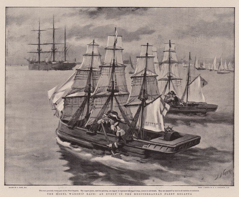The Model Warship Race, an Event in the Mediterranean Fleet Regatta by Joseph Nash