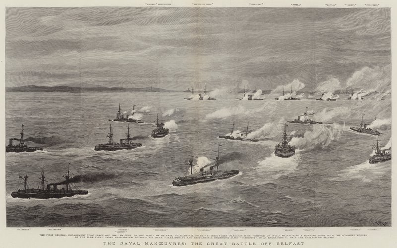The Naval Manoeuvres, the Great Battle off Belfast by Joseph Nash