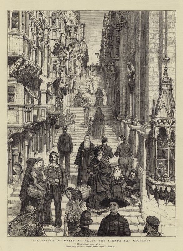 The Prince of Wales at Malta, the Strada San Giovanni by Joseph Nash