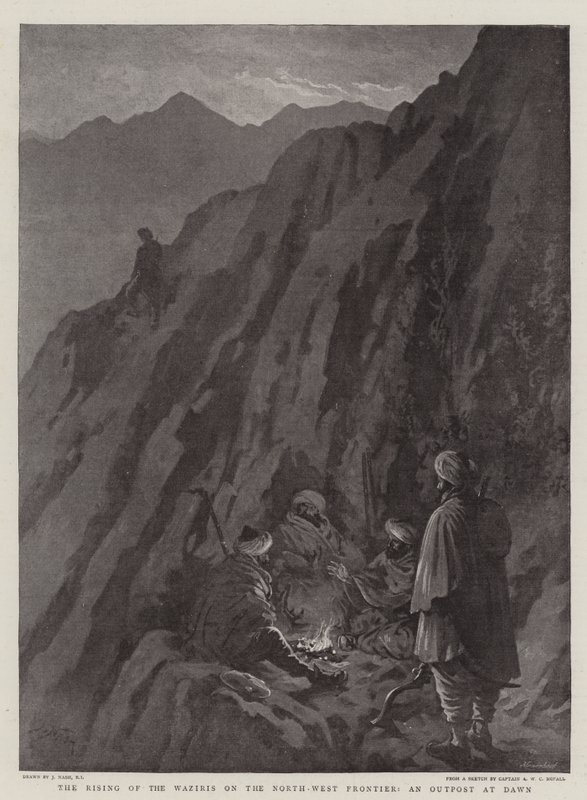 The Rising of the Waziris on the North-West Frontier, an Outpost at Dawn by Joseph Nash